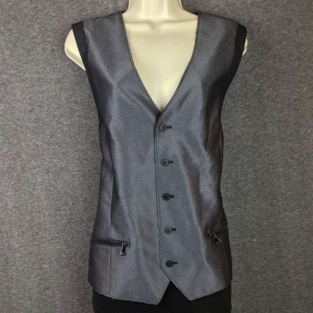 Bar III Suit Vest Adjustable Sz L Men/Women/Unisex Zip Pockets EUC